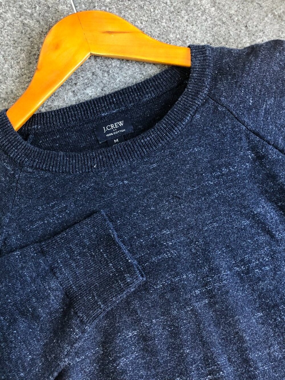 J Crew Sweater Men MEdium Blue Regular Fit 100% Cotton Crew Neck Knit